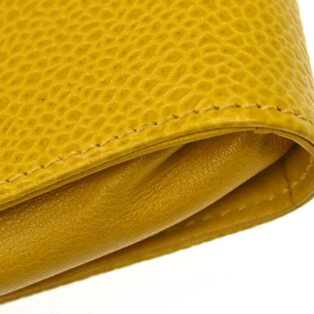 Chanel Vintage Cc Phone Holder Caviar Yellow Leather Clutche & Pouche Bag (Pre-Owned)