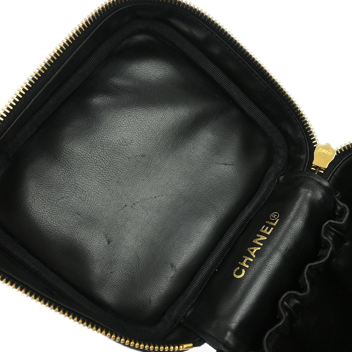 Chanel Vintage Timeless Cosmetic Case Caviar Black Leather Handbag (Pre-Owned)