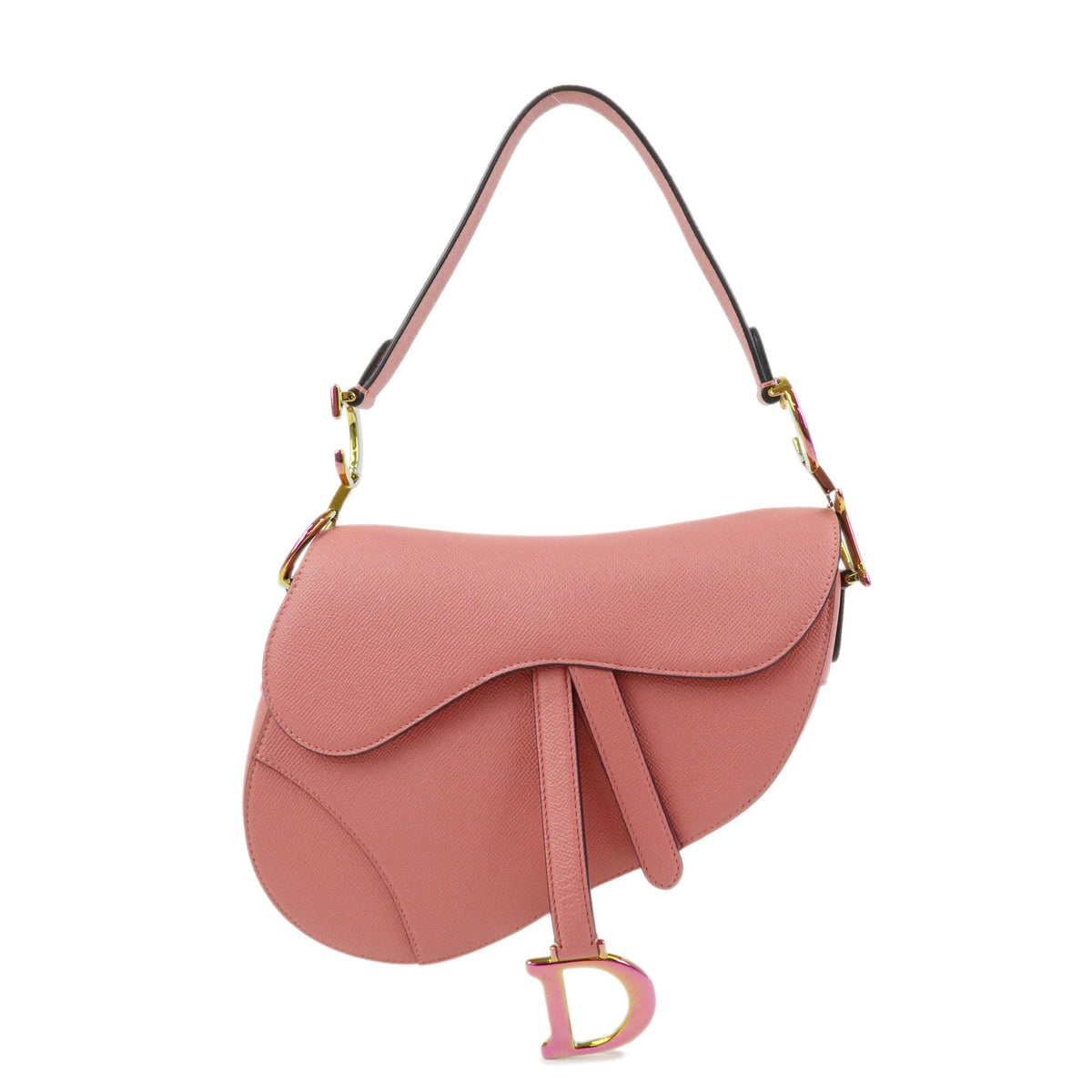 Christian Dior Saddle Embroidered Printed Leather Pink Leather Handbag (Pre-Owned)
