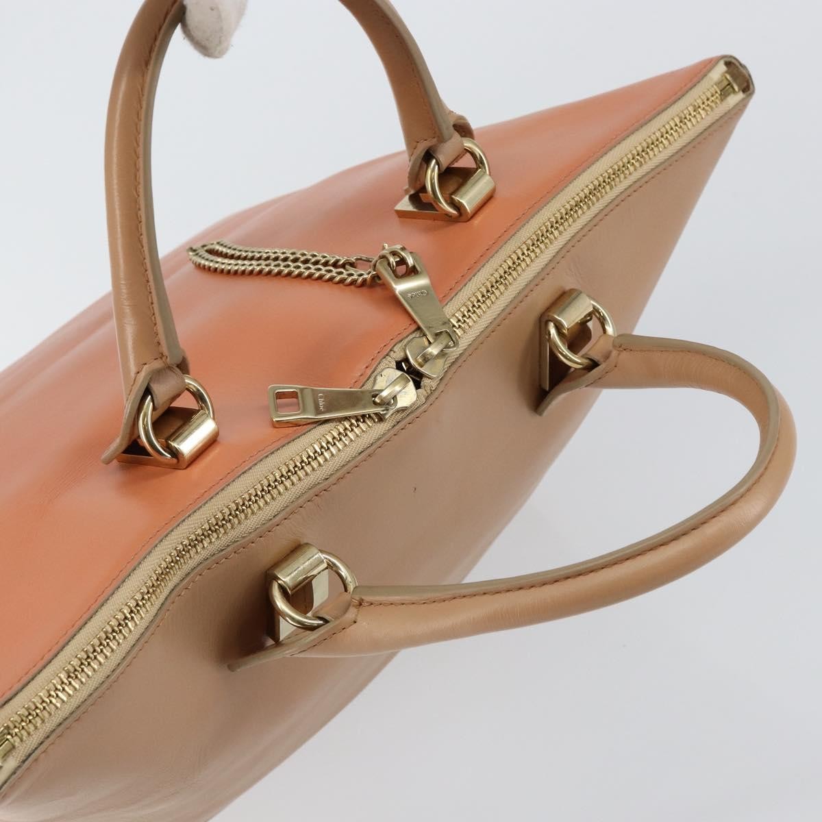 Chloe Bicolor Baylee Satchel Leather Orange Leather Handbag (Pre-Owned)