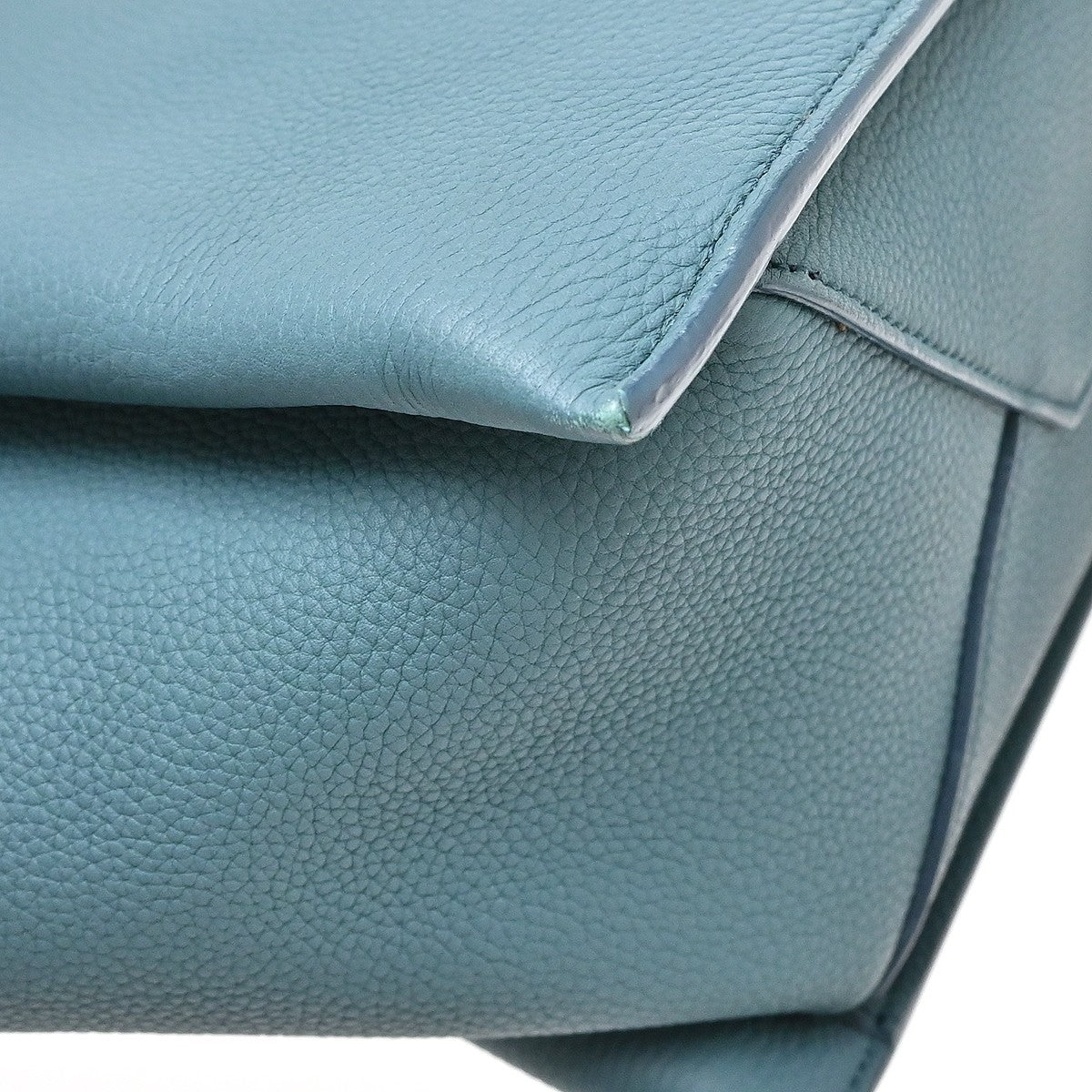 Celine Tri-Fold Grained Calfskin Blue Leather Shoulder Bag Bag (Pre-Owned)