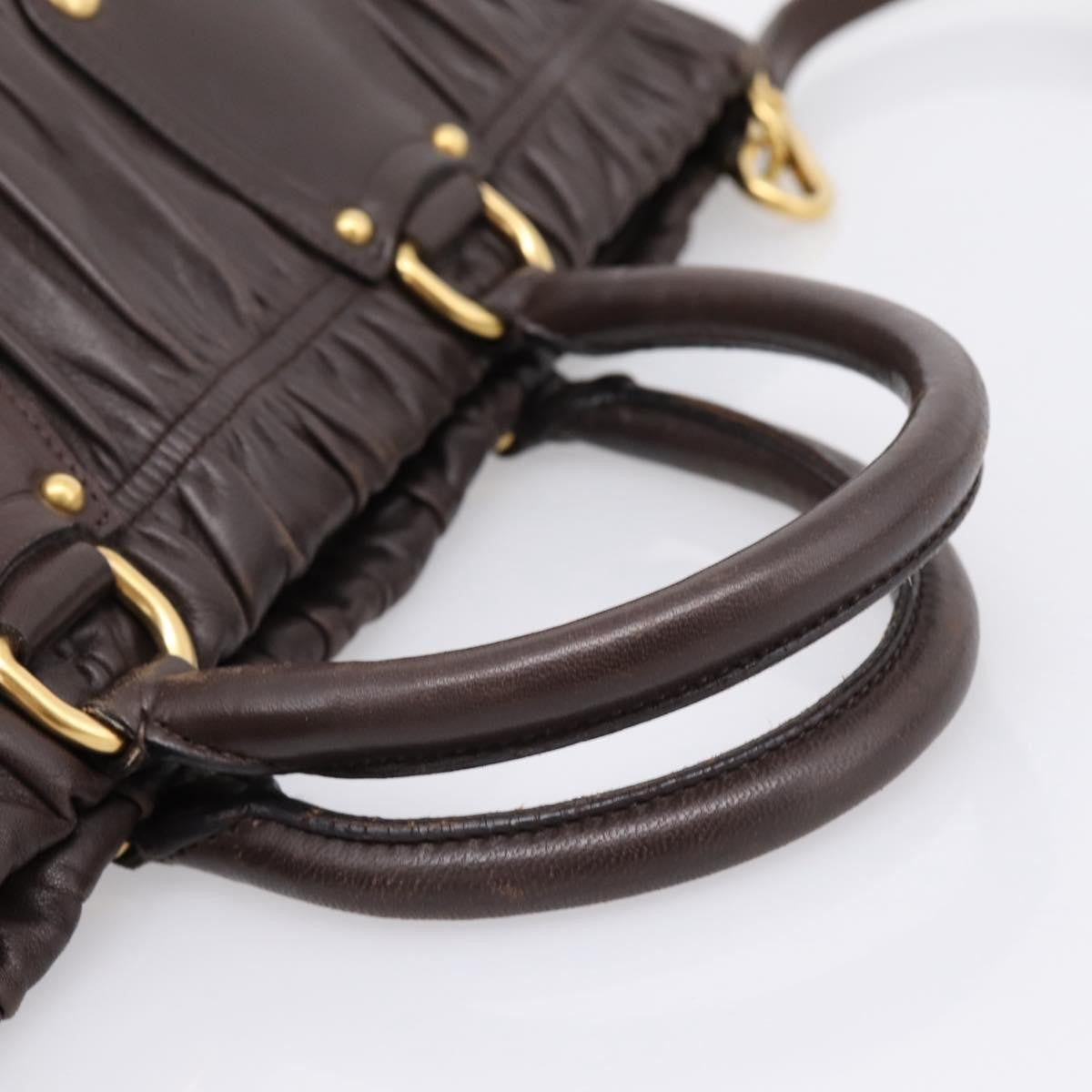 Prada Gaufre Nappa Leather Brown Leather Tote Bag Bag (Pre-Owned)