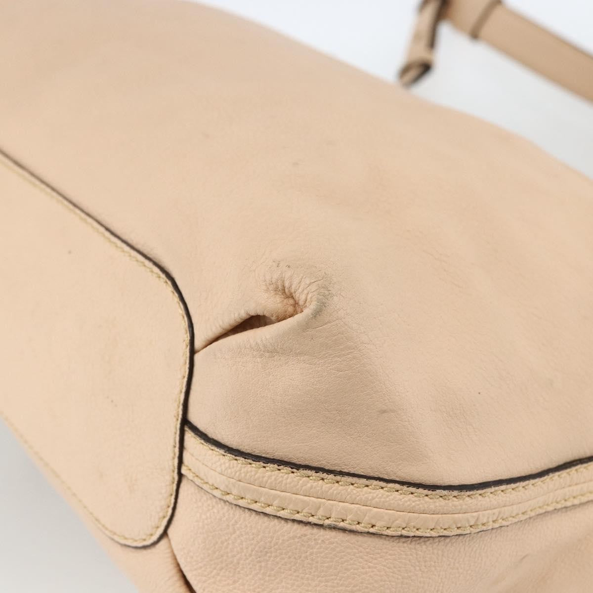 Chloe Elsie Convertible Satchel Leather Beige Leather Handbag (Pre-Owned)