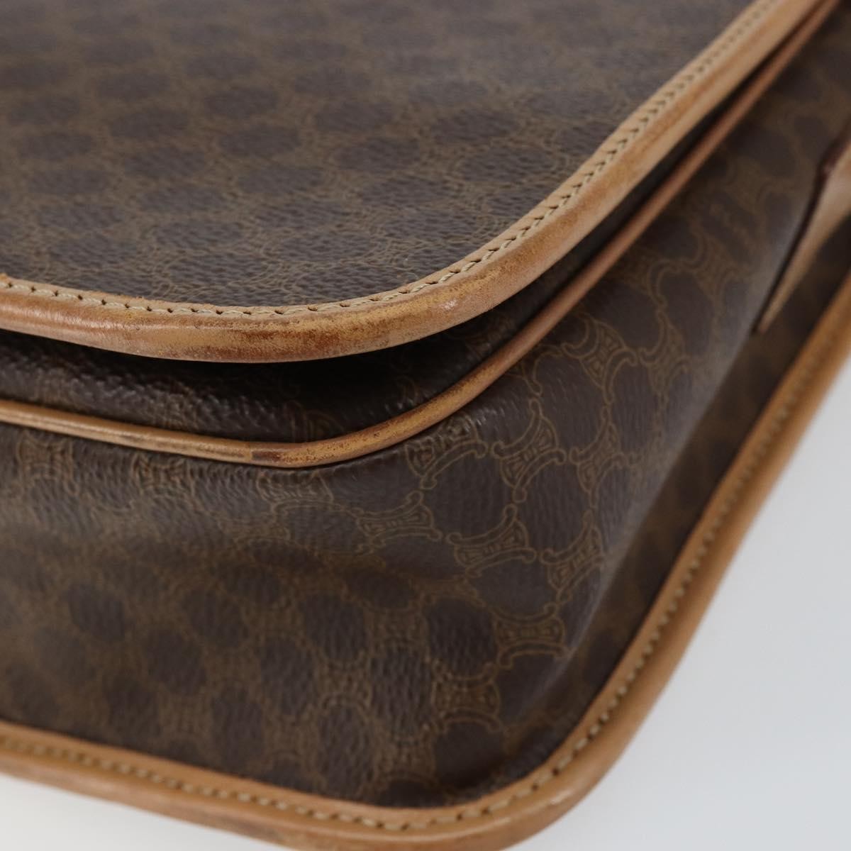 Celine Vintage Macadam Canvas And Leather Brown Canvas Shoulder Bag Bag (Pre-Owned)