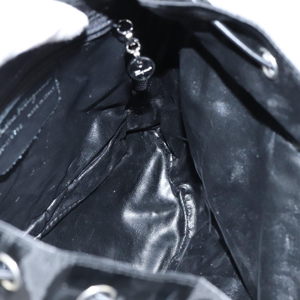 Salvatore Ferragamo Flap Buckle Printed Neoprene Black Nylon Backpack Bag (Pre-Owned)