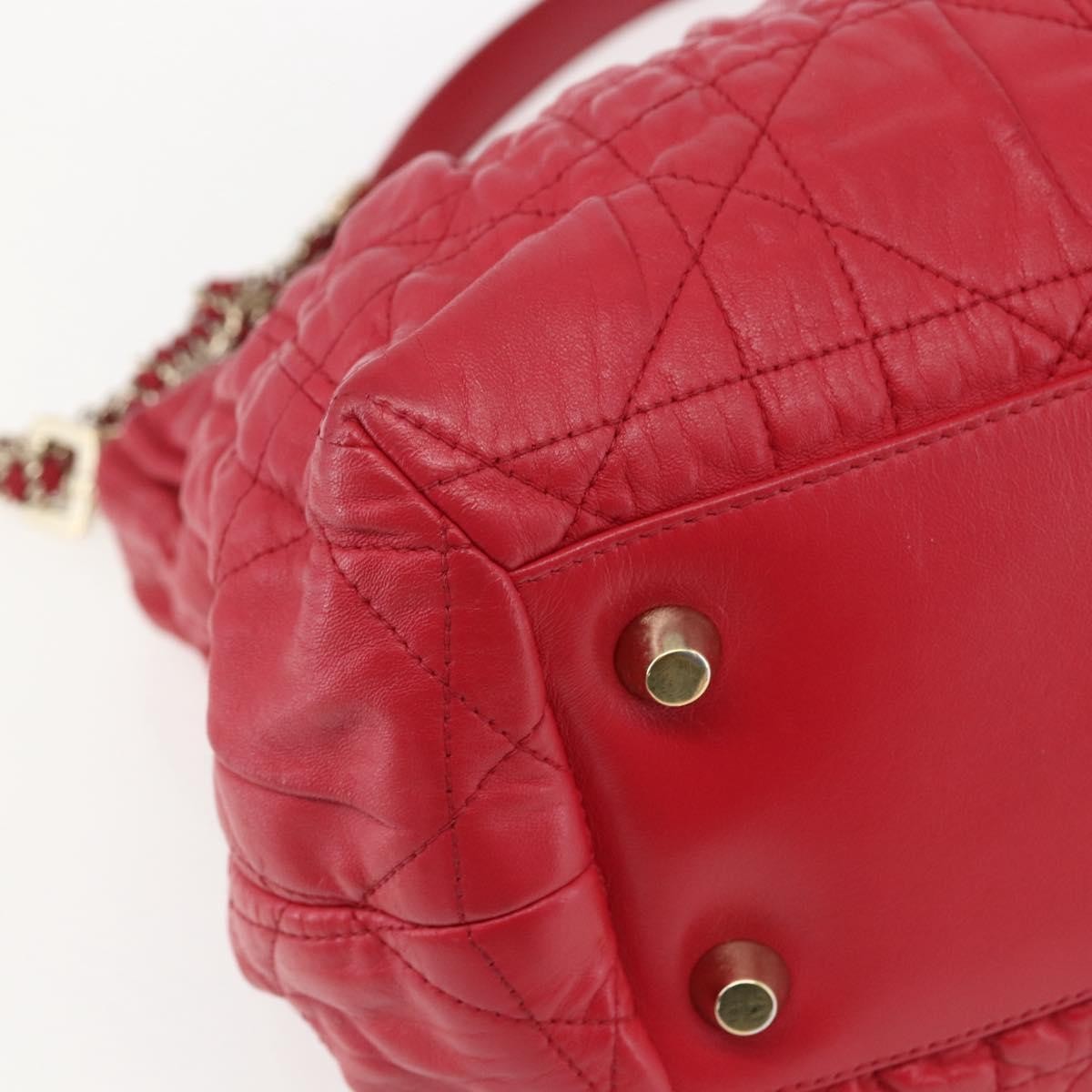 Christian Dior Delices Cannage Quilt Leather Red Leather Tote Bag Bag (Pre-Owned)