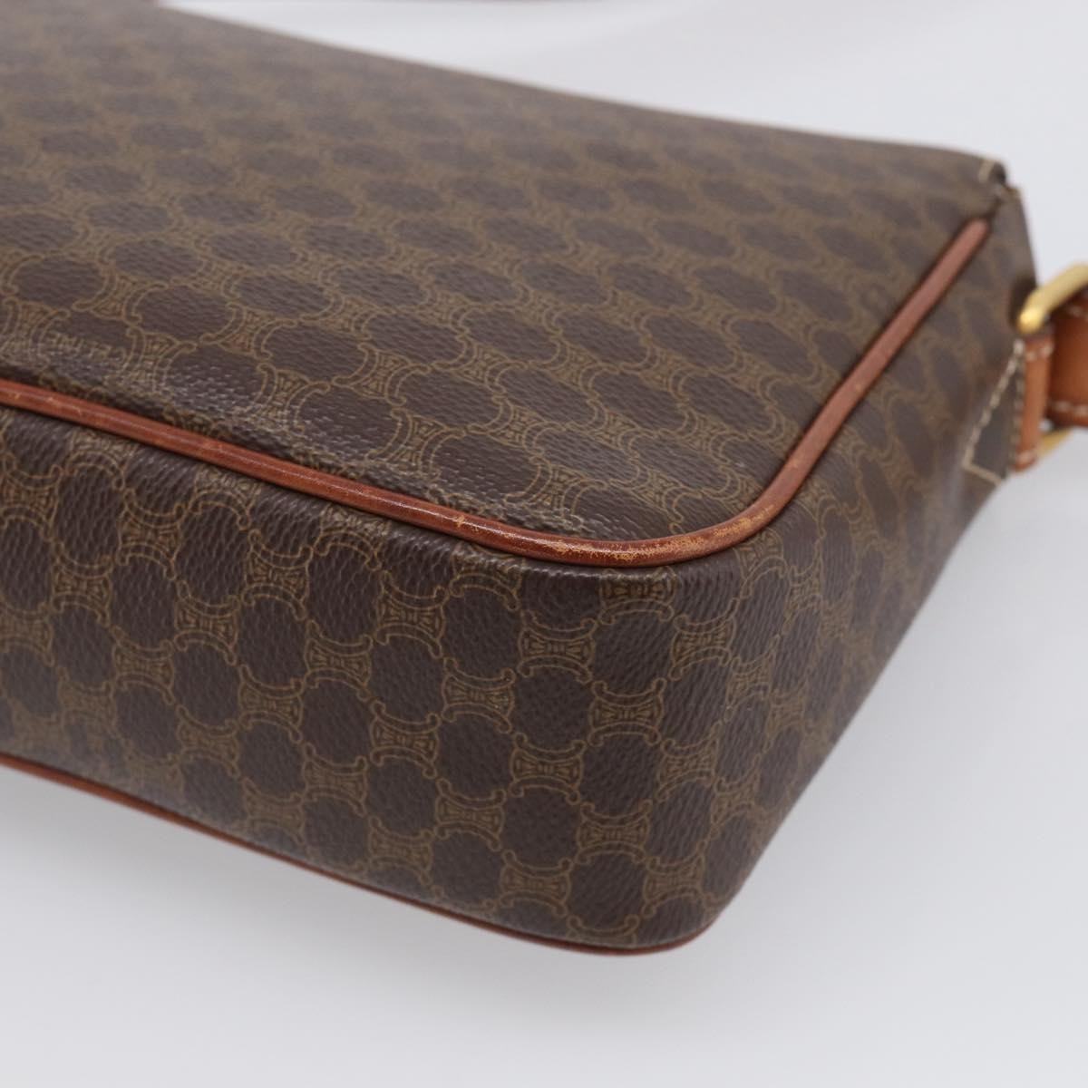 Celine Macadam Shoulder Leather Brown Canvas Crossbody Bag Bag (Pre-Owned)