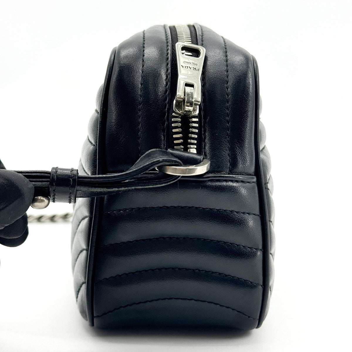 Prada Camera Diagramme Quilted Leather Black Calfskin Handbag (Pre-Owned)