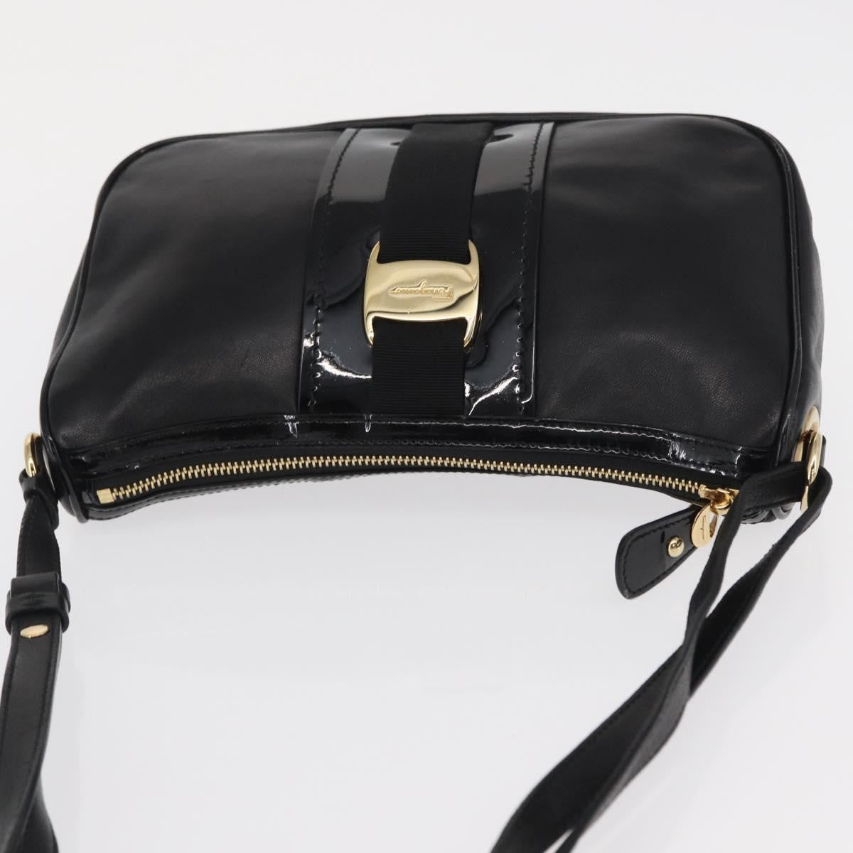 Salvatore Ferragamo Vala Leather Black Leather Shoulder Bag Bag (Pre-Owned)