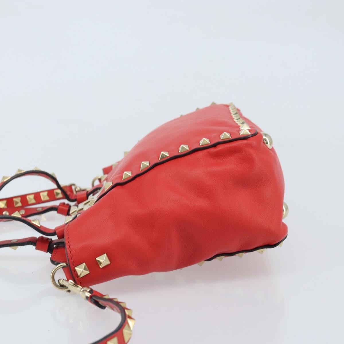 Valentino Garavani Rockstud Tote Soft Leather Red Leather Tote Bag Bag (Pre-Owned)