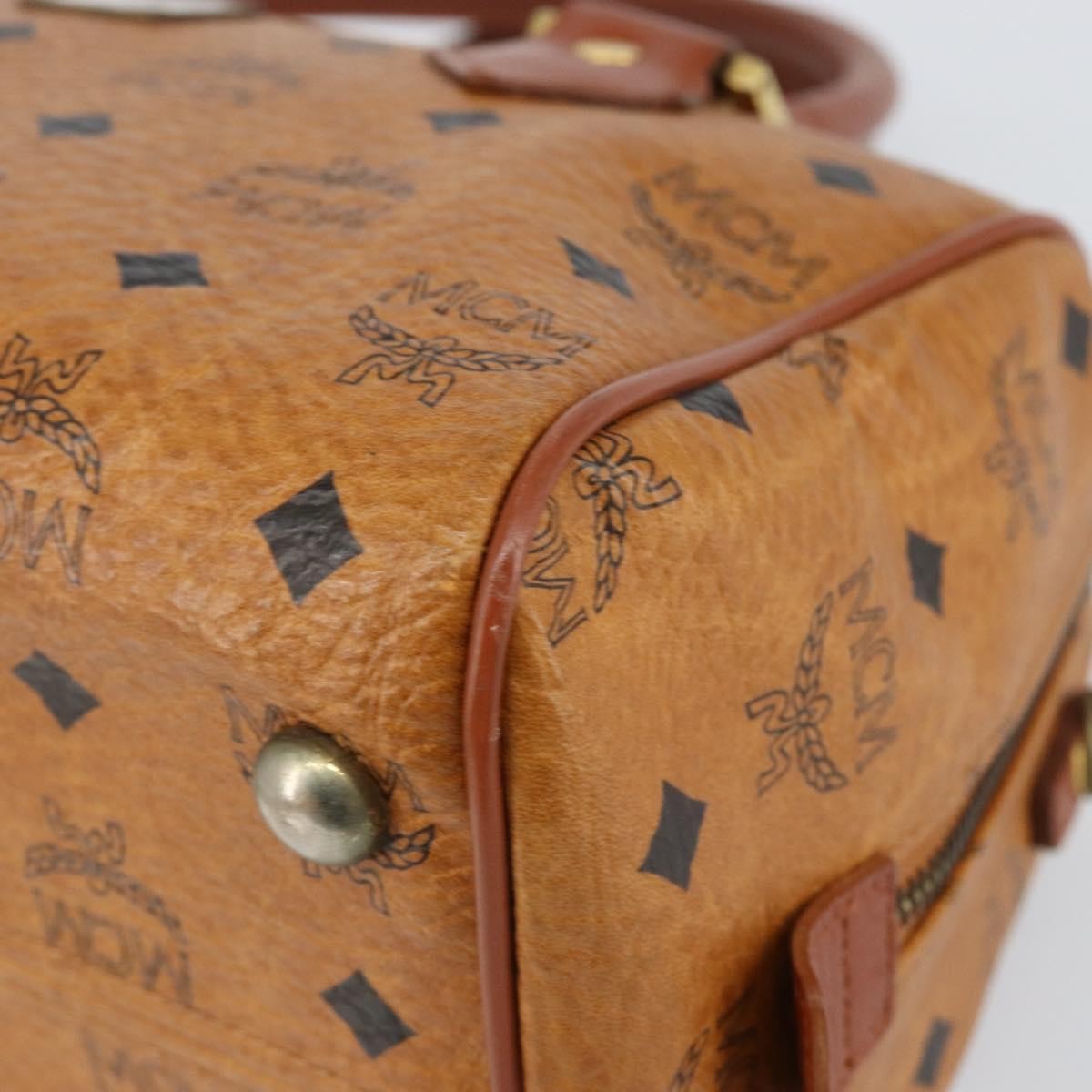 MCM Visetos Logogramme Leather Brown Leather Handbag (Pre-Owned)