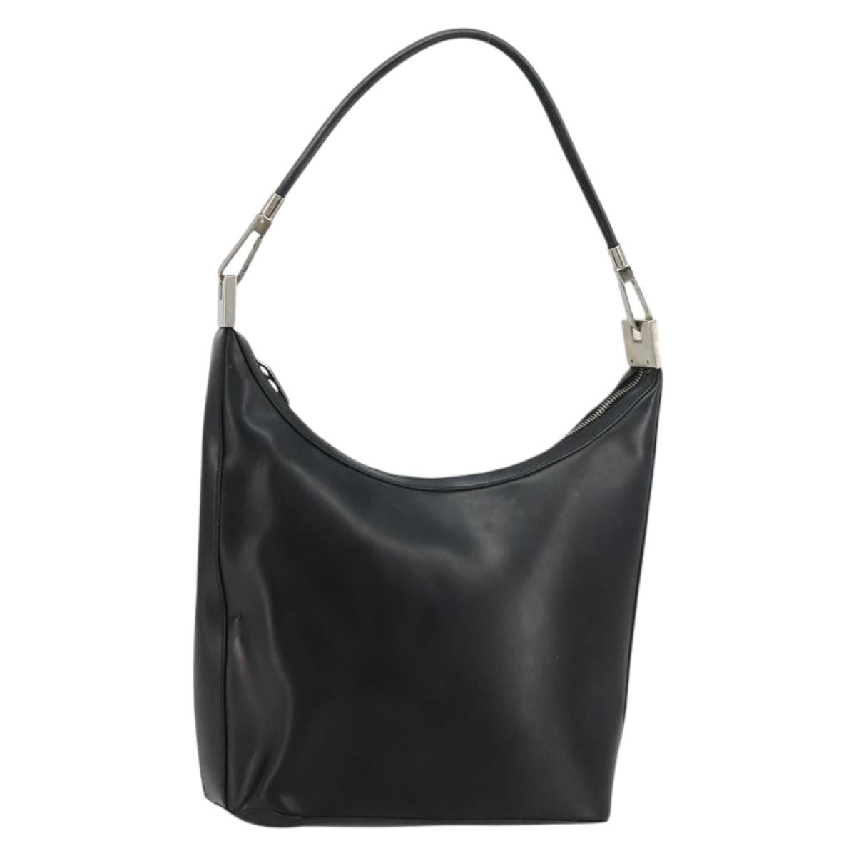 Gucci Zip Hobo Leather Black Leather Handbag (Pre-Owned)