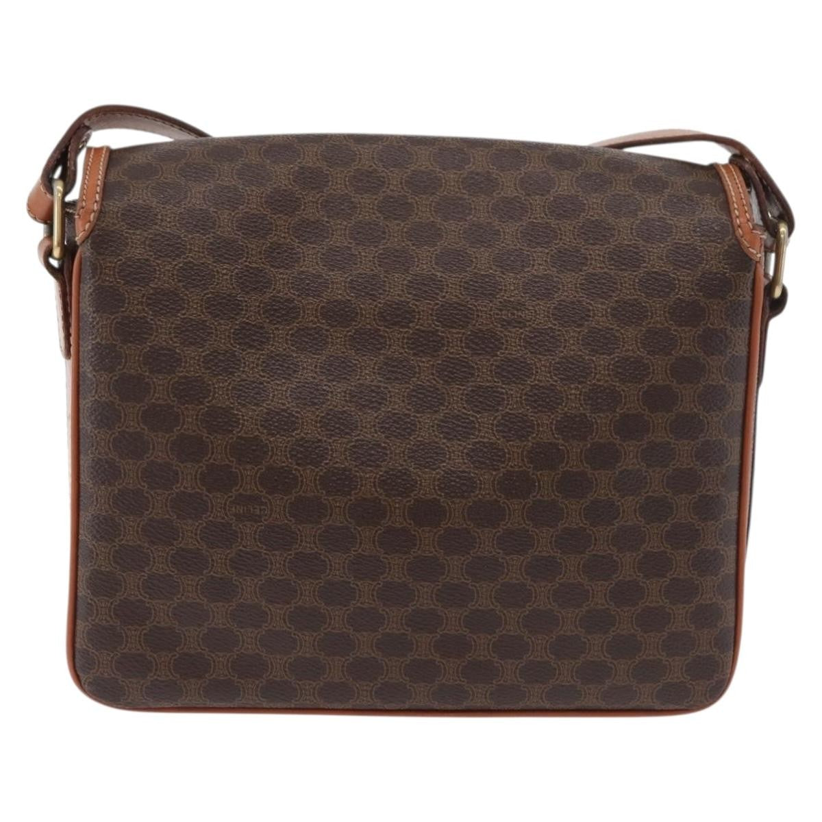 Celine Vintage Macadam Canvas And Leather Brown Canvas Handbag (Pre-Owned)
