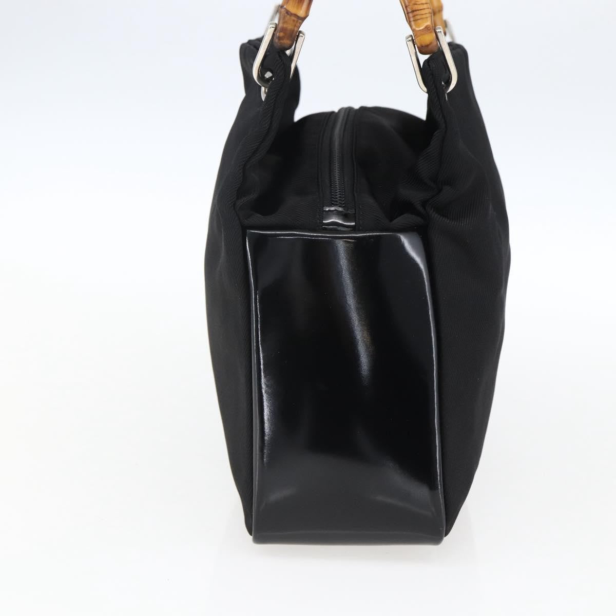 Gucci Vintage Bamboo Handle Tote Nylon Black Nylon Tote Bag Bag (Pre-Owned)