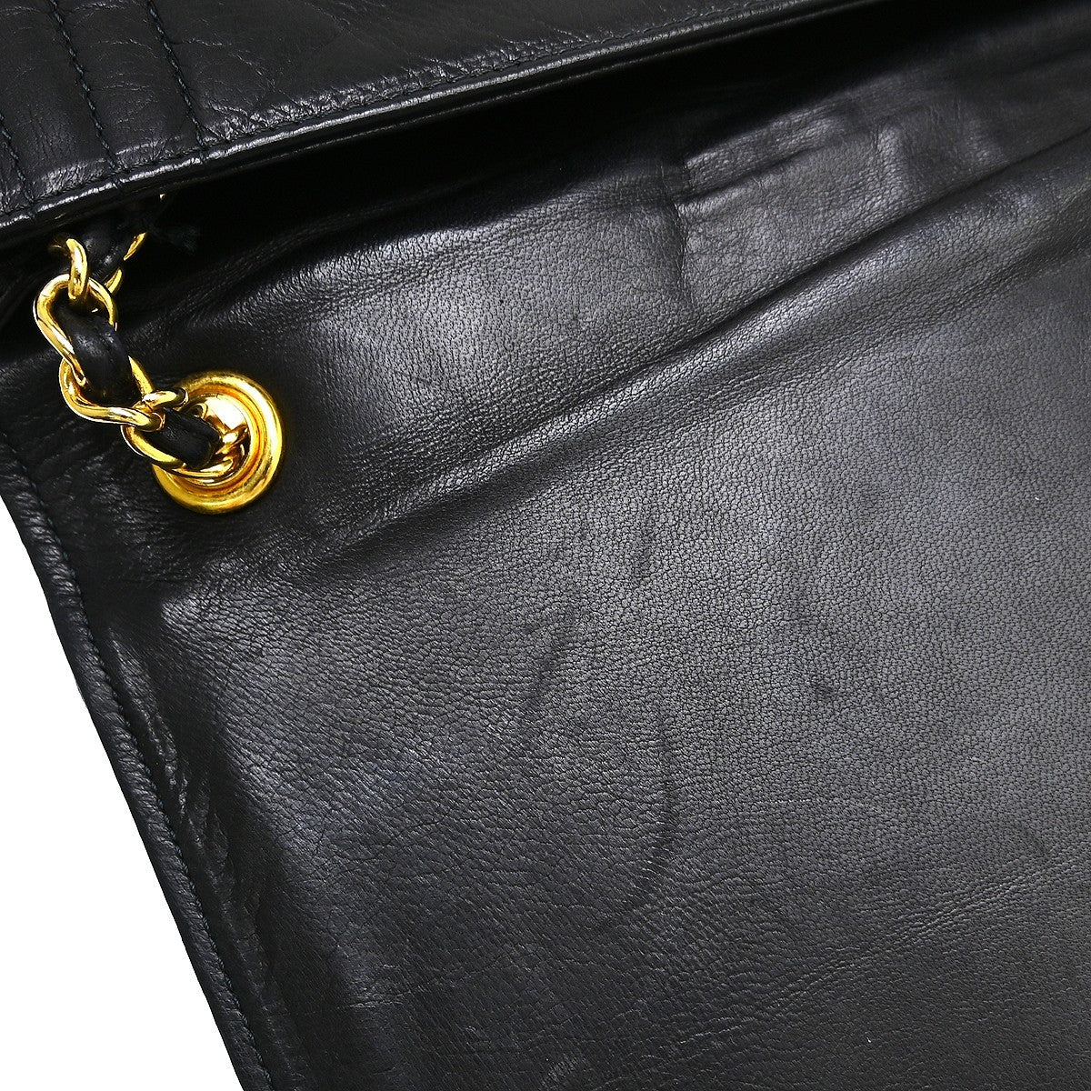 Chanel Vintage Cc Envelope Chain Flap Lambskin Black Leather Shoulder Bag Bag (Pre-Owned)