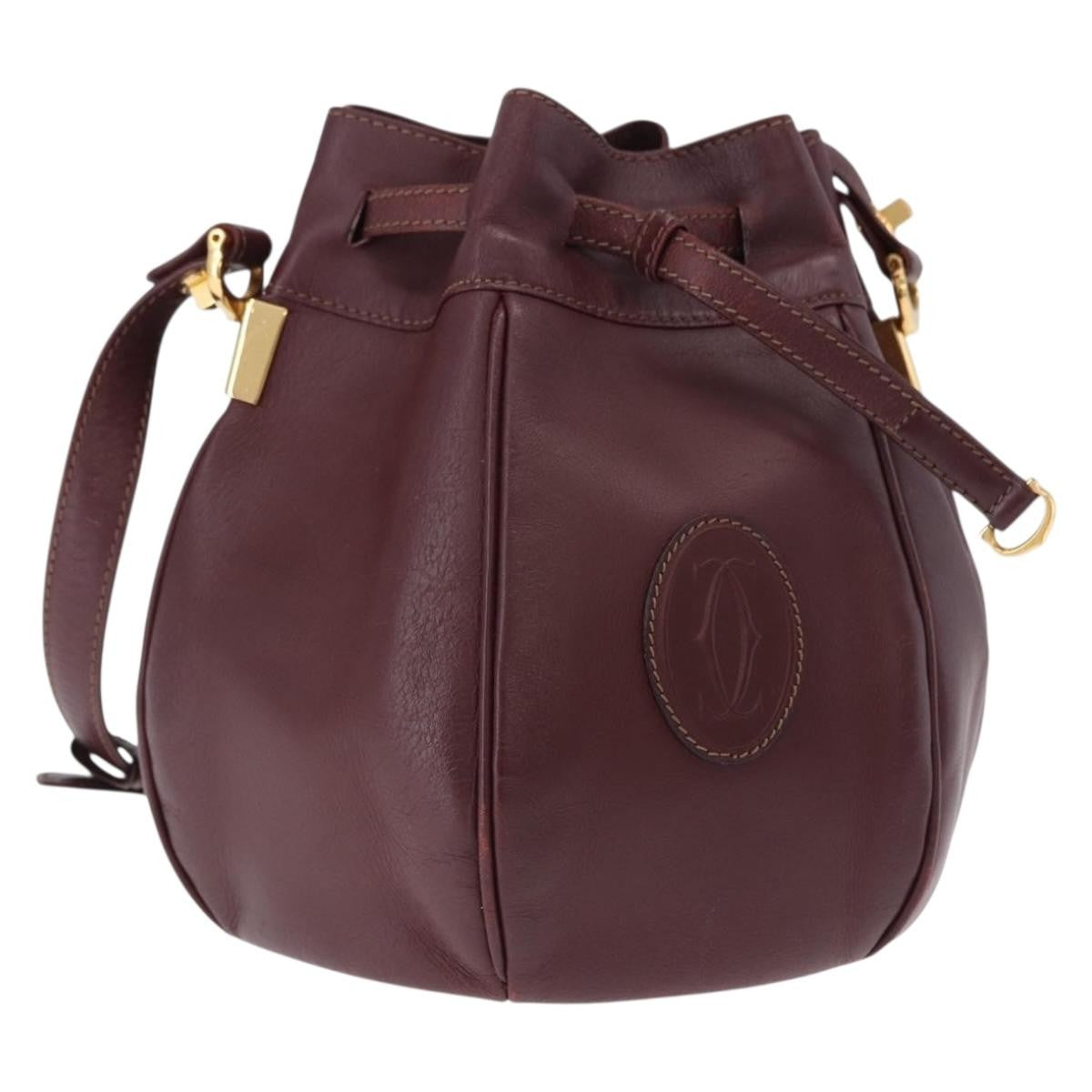 Cartier Must De Cartier Leather Burgundy Leather Shoulder Bag Bag (Pre-Owned)