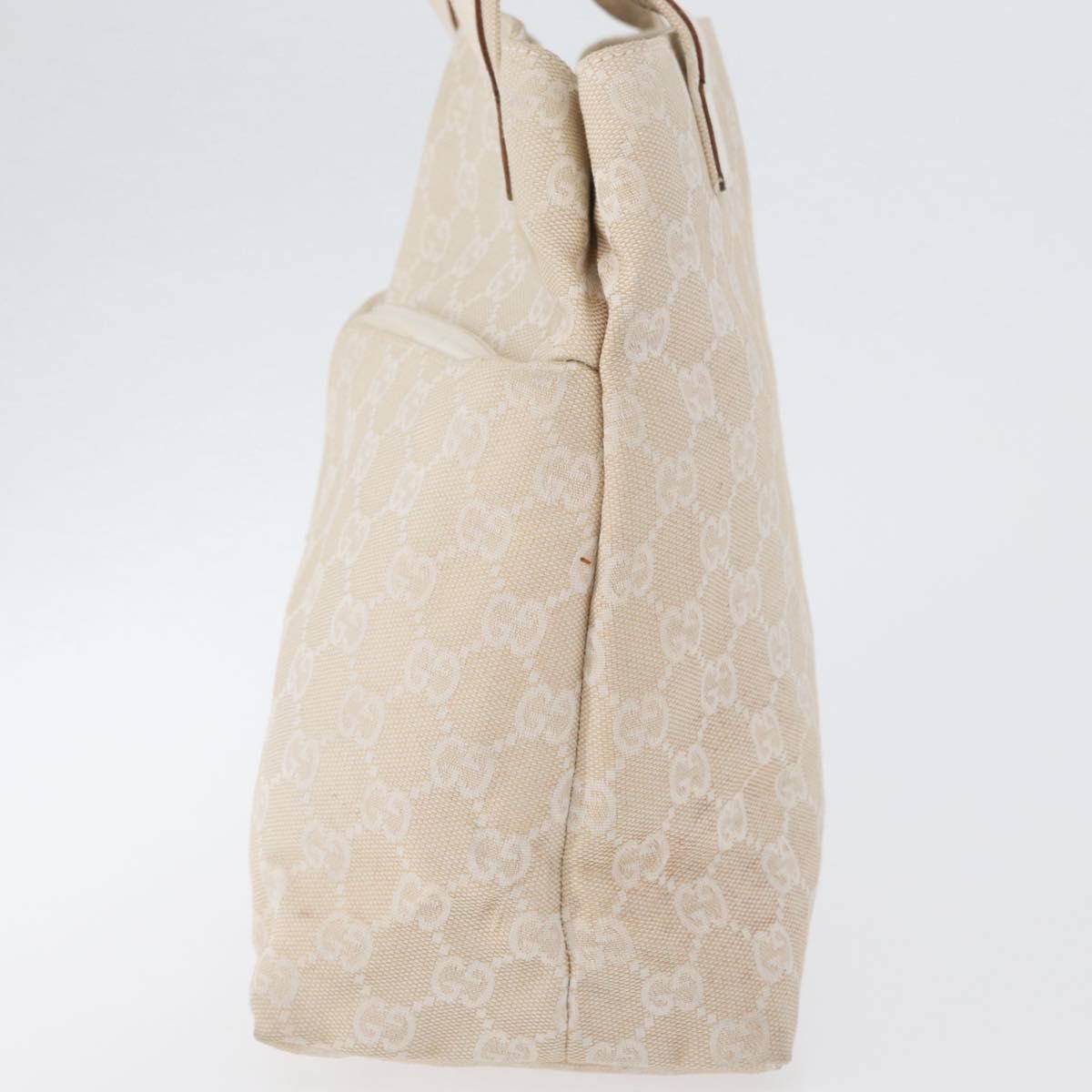 Gucci Double Pocket Tote Gg Canvas And Leather Ecru Canvas Handbag (Pre-Owned)