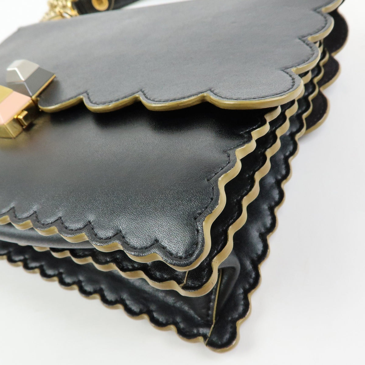 Fendi Kan I Leather Black Leather Shoulder Bag Bag (Pre-Owned)