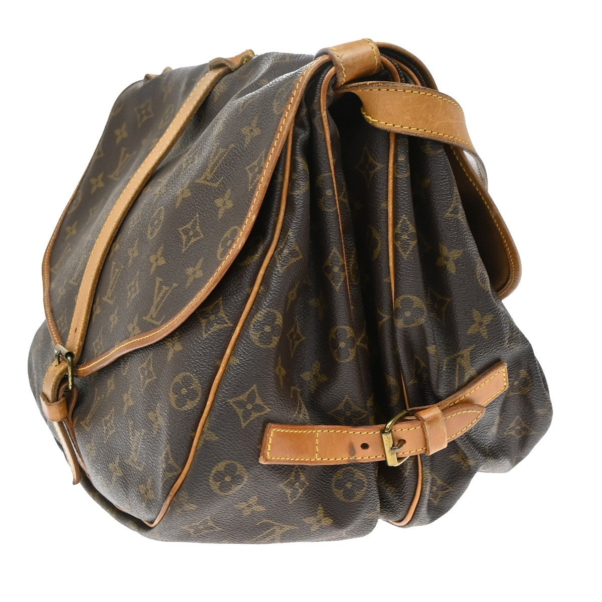 Louis Vuitton Saumur Monogram Brown Canvas Shoulder Bag Bag (Pre-Owned)