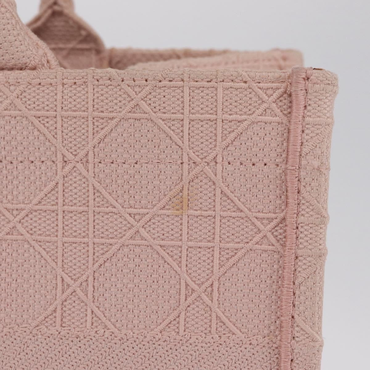 Christian Dior Book Cannage Embroidered Canvas Pink Canvas Tote Bag Bag (Pre-Owned)