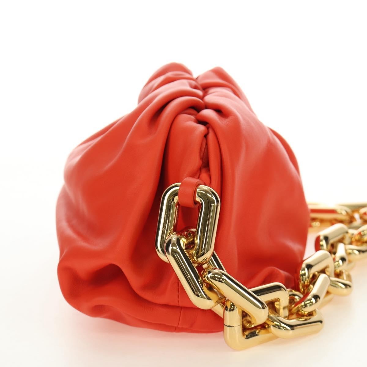 Bottega Veneta The Chain Leather Orange Leather Shoulder Bag Bag (Pre-Owned)