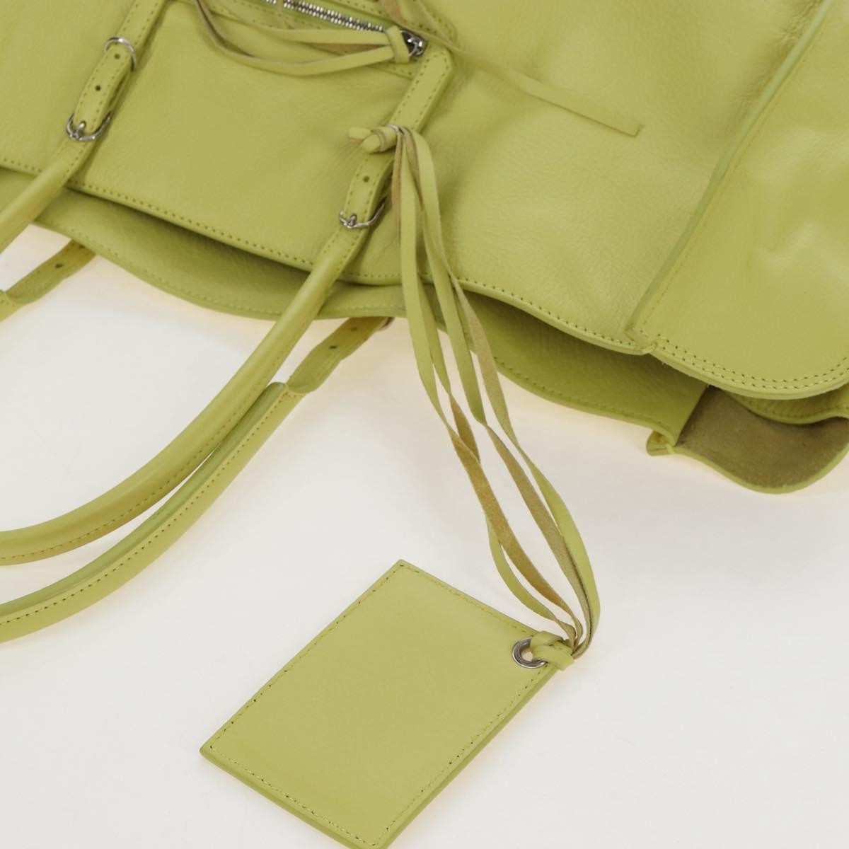Balenciaga Papier A4 Zip Around Classic Studs Leather Yellow Leather Handbag (Pre-Owned)