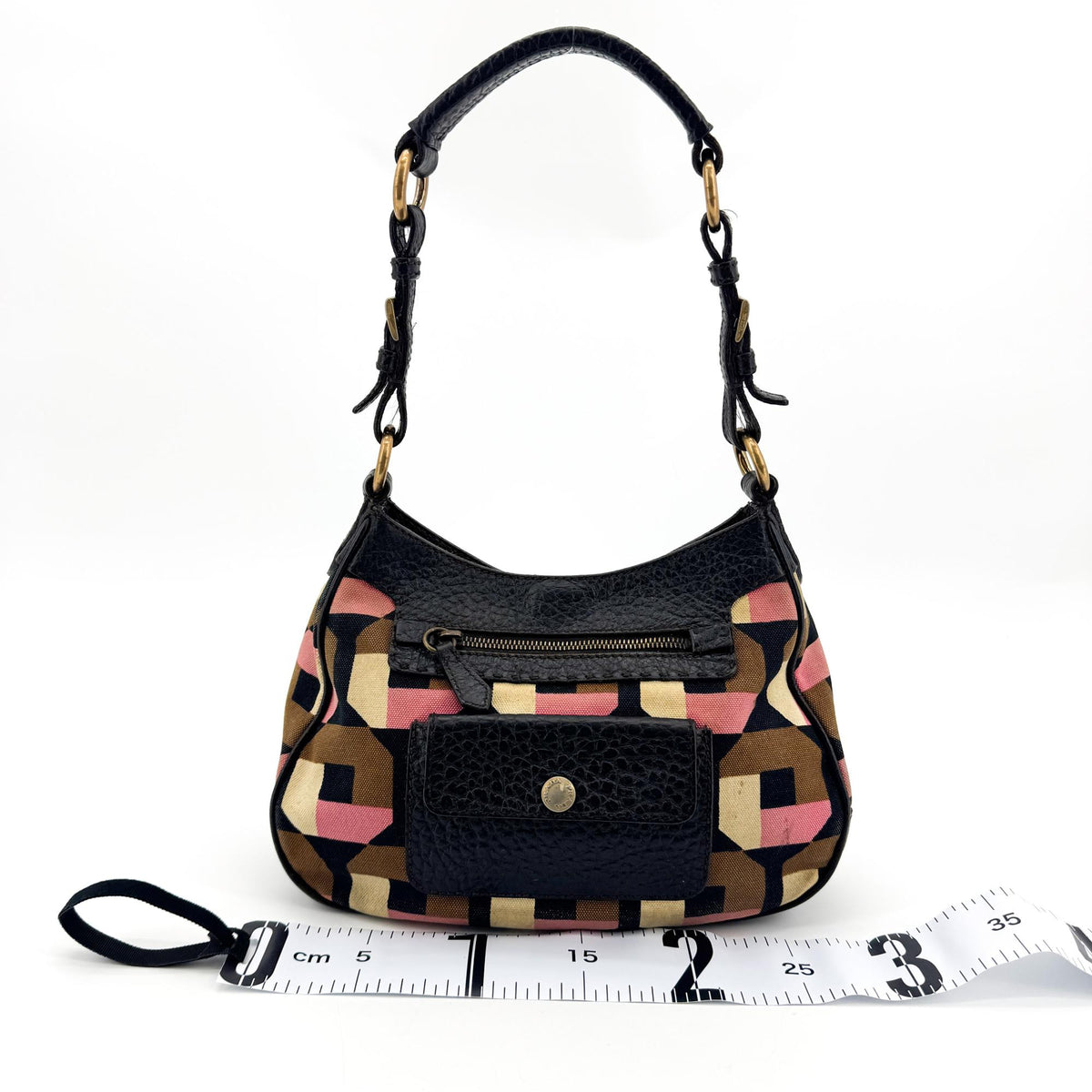 Prada Shoulder Canvas And Leather Black Canvas Shoulder Bag Bag (Pre-Owned)