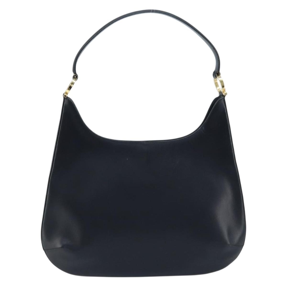 Salvatore Ferragamo Gancini Leather Navy Leather Handbag (Pre-Owned)