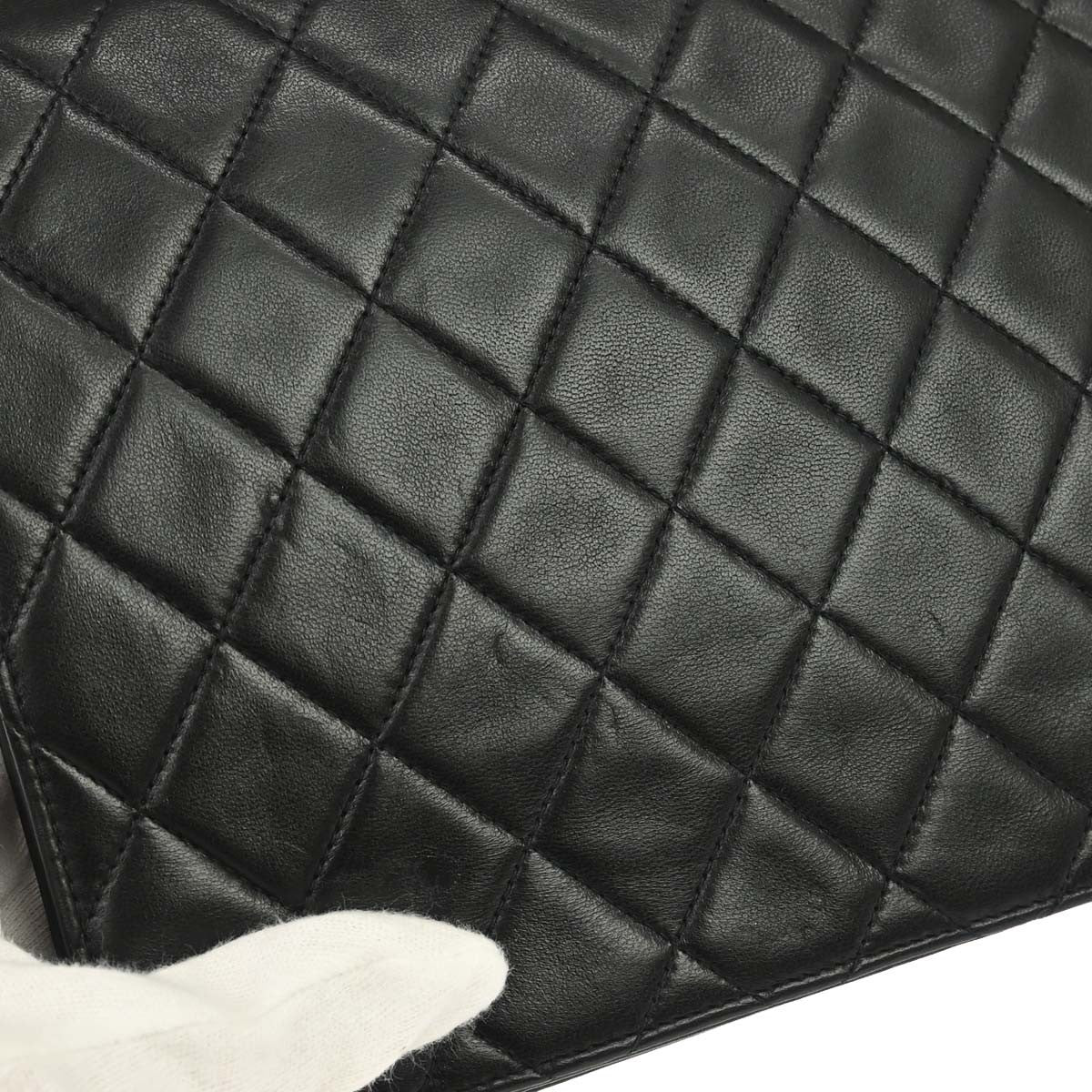 Chanel Vintage Classic Flap Quilted Lambskin Black Leather Shoulder Bag Bag (Pre-Owned)