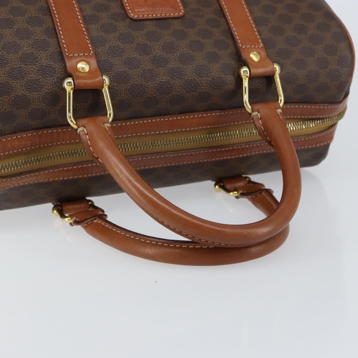 Celine Vintage Macadam Boston Canvas Brown Canvas Handbag (Pre-Owned)