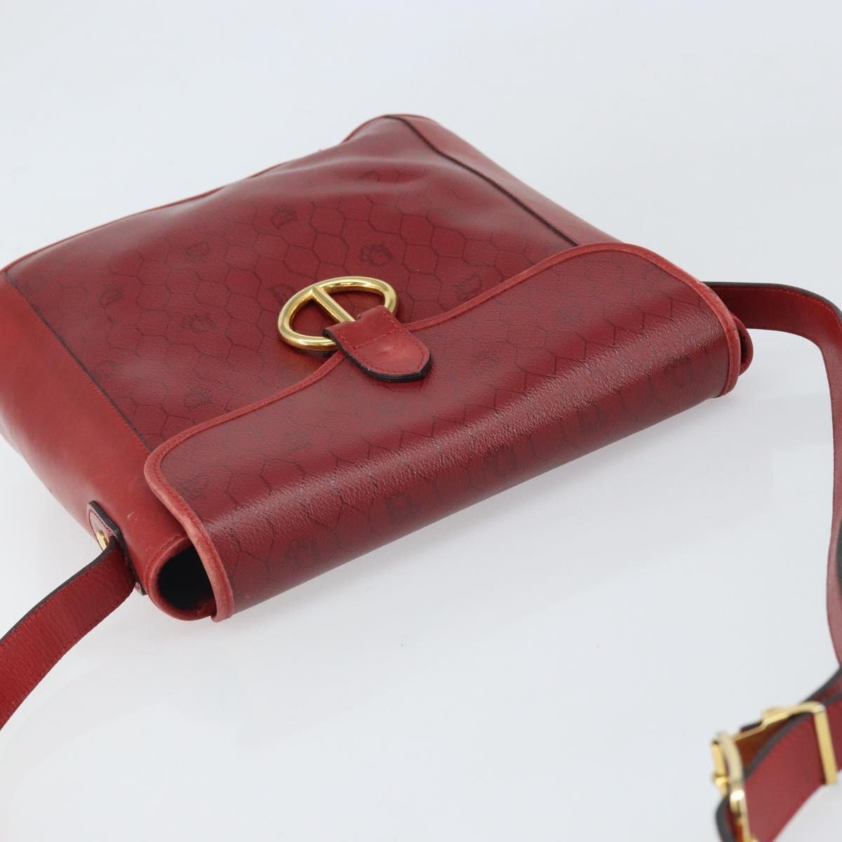 Christian Dior Vintage Honeycomb Flap Canvas And Leather Red Canvas Shoulder Bag Bag (Pre-Owned)