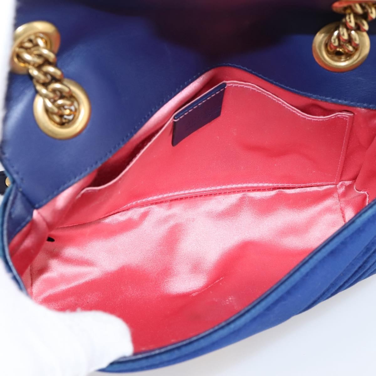Gucci Gg Marmont Matelassé Velvet Blue Velvet Shoulder Bag Bag (Pre-Owned)