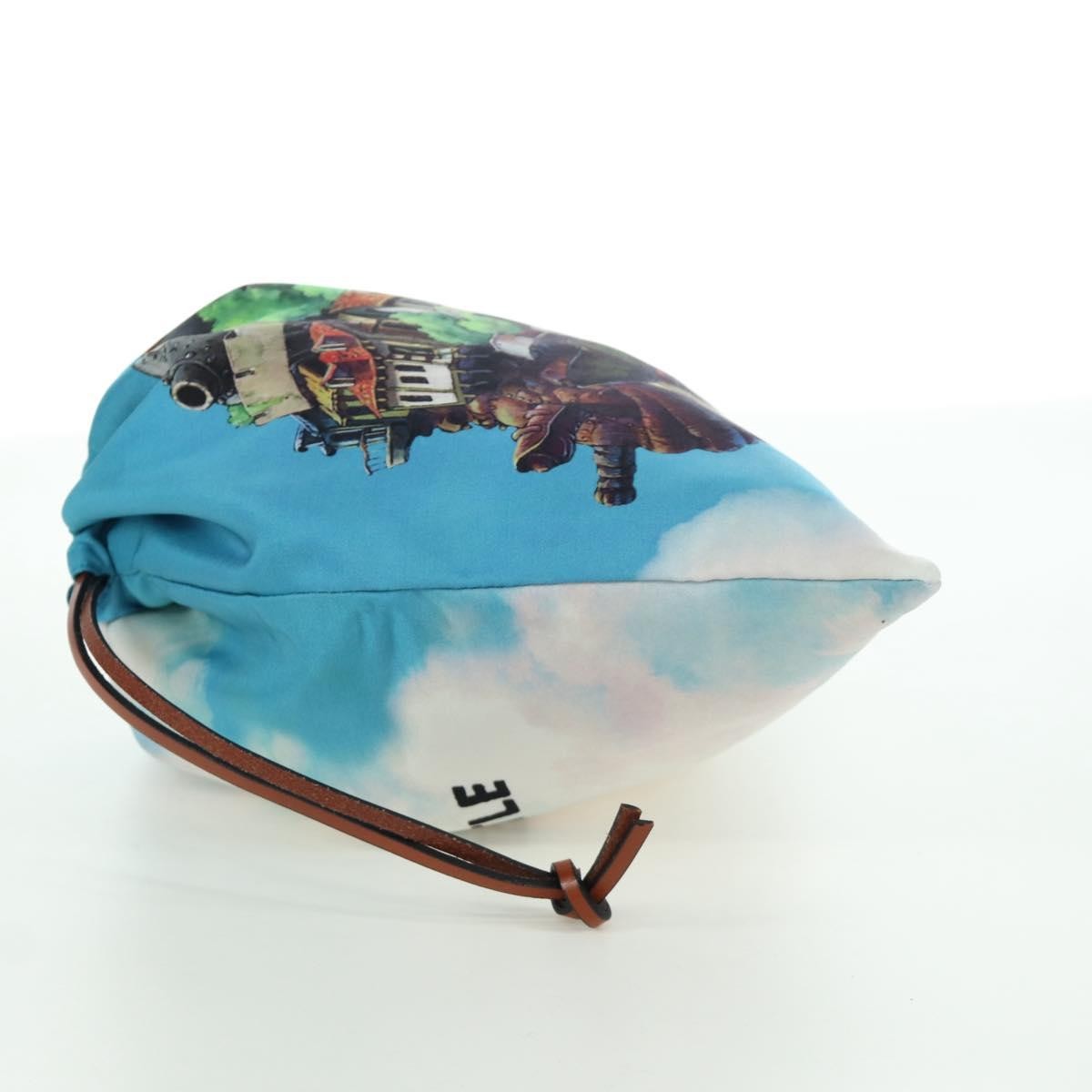 Loewe Paula Drawstring Printed Canvas Blue Canvas Clutche & Pouche Bag (Pre-Owned)