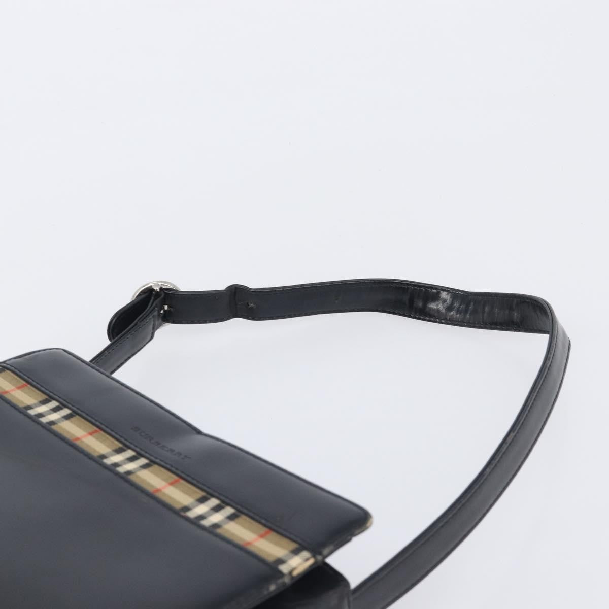 Burberry Nova Check Canvas And Leather Black Leather Handbag (Pre-Owned)