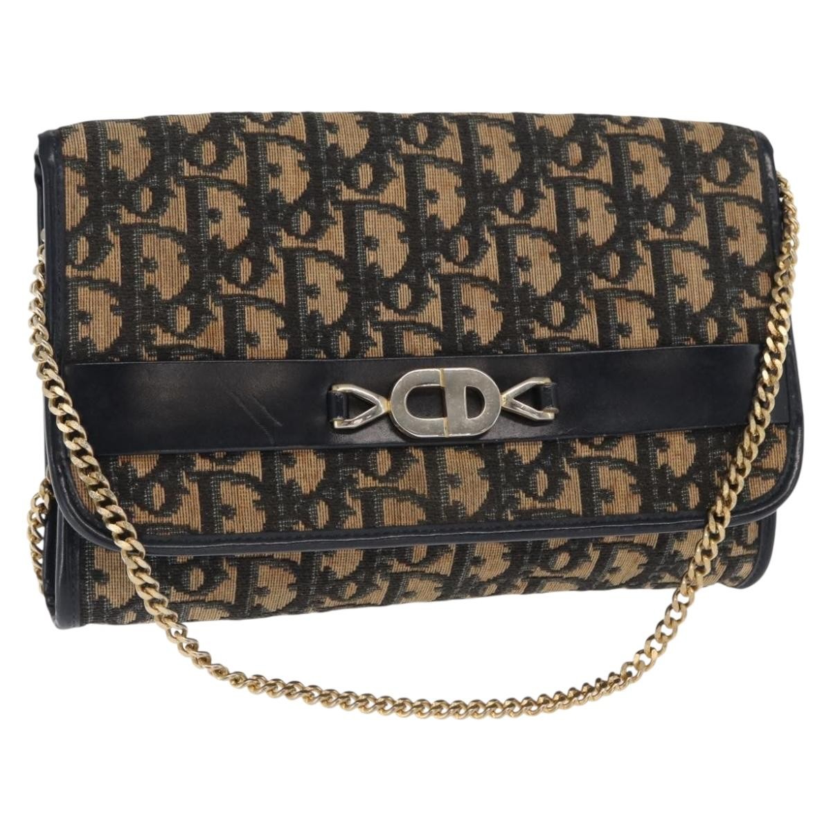 Christian Dior Vintage Cd Trotter Canvas Navy Canvas Shoulder Bag Bag (Pre-Owned)