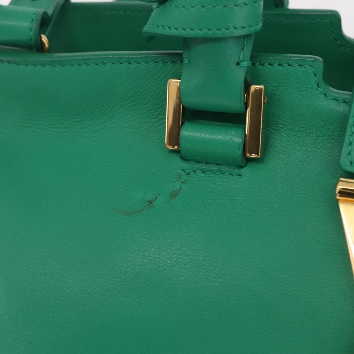 Saint Laurent Classic Y Cabas Leather Green Leather Tote Bag Bag (Pre-Owned)