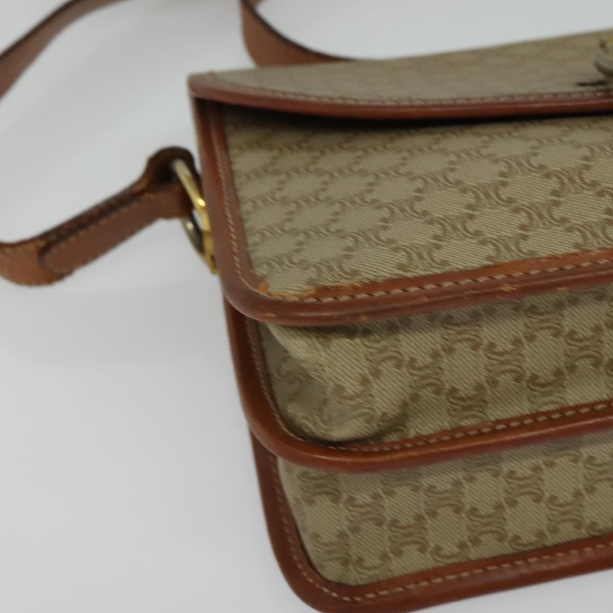 Celine Macadam Shoulder Pvc Leather Beige Canvas Bag (Pre-Owned)