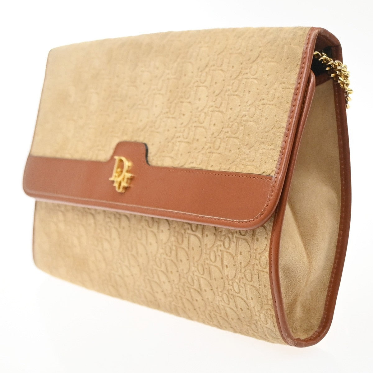 Christian Dior Trotter Shoulder Bag Leather Beige Suede Shoulder Bag Bag (Pre-Owned)