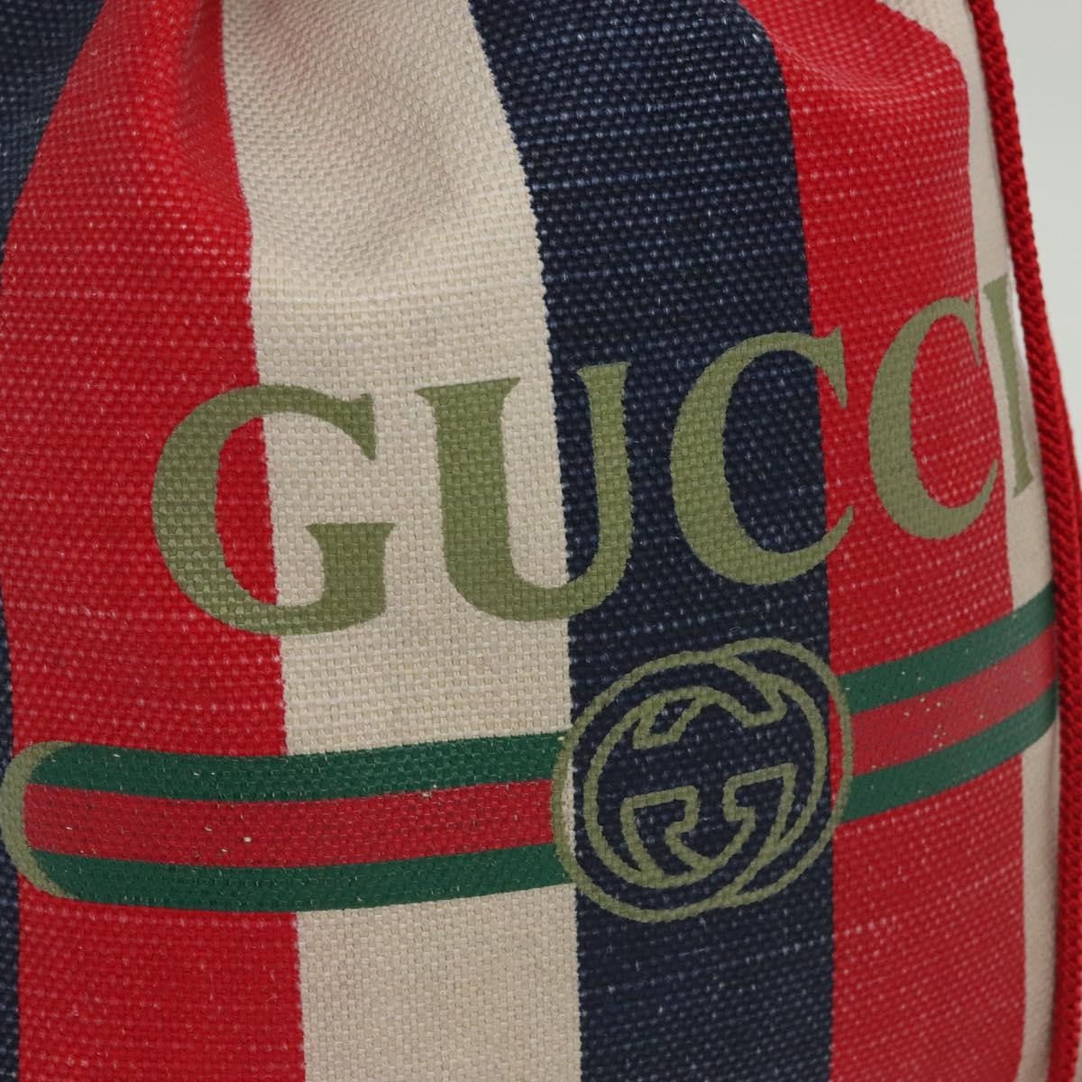 Gucci Logo Drawstring Striped Canvas Multicolour Canvas Backpack Bag (Pre-Owned)