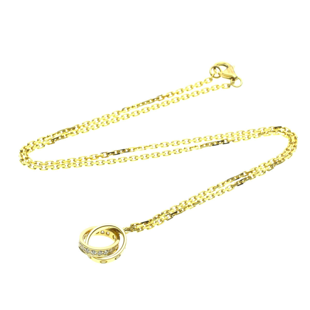 Cartier Love Interlocking 18K Rose Gold With Diamonds Gold Gold Necklace Jewelry (Pre-Owned)