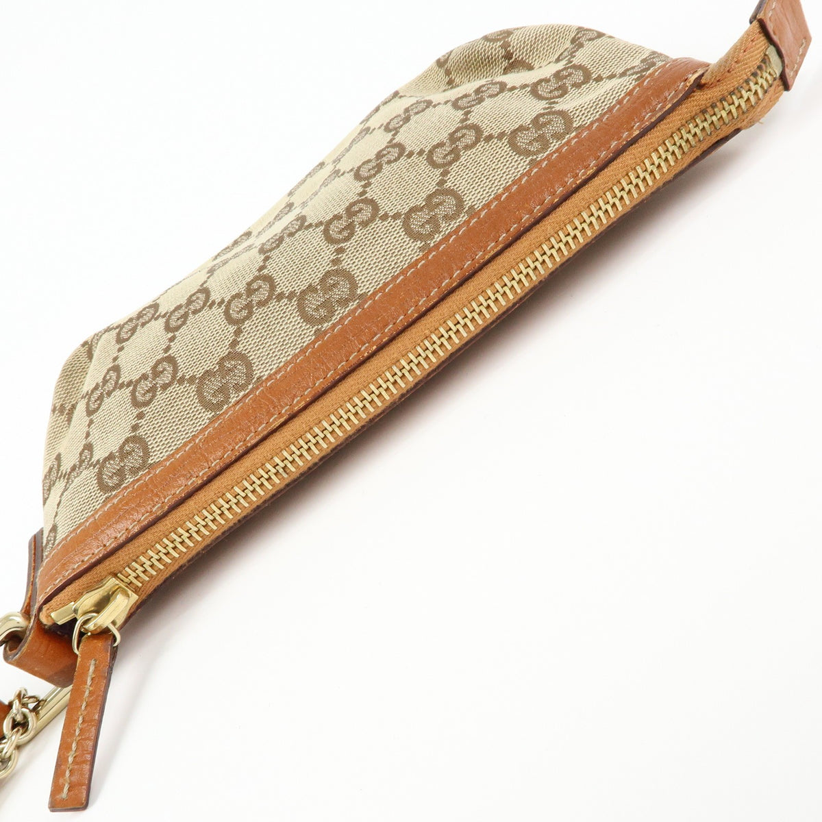 Gucci Zip Wristlet Gg Canvas Beige Canvas Clutche & Pouche Bag (Pre-Owned)