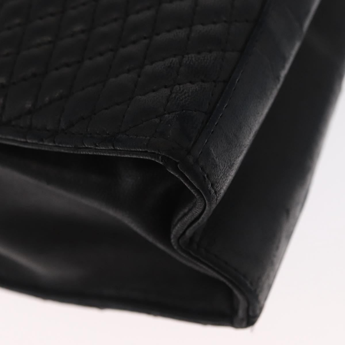 Bally Vintage Quilted Leather Black Leather Handbag (Pre-Owned)