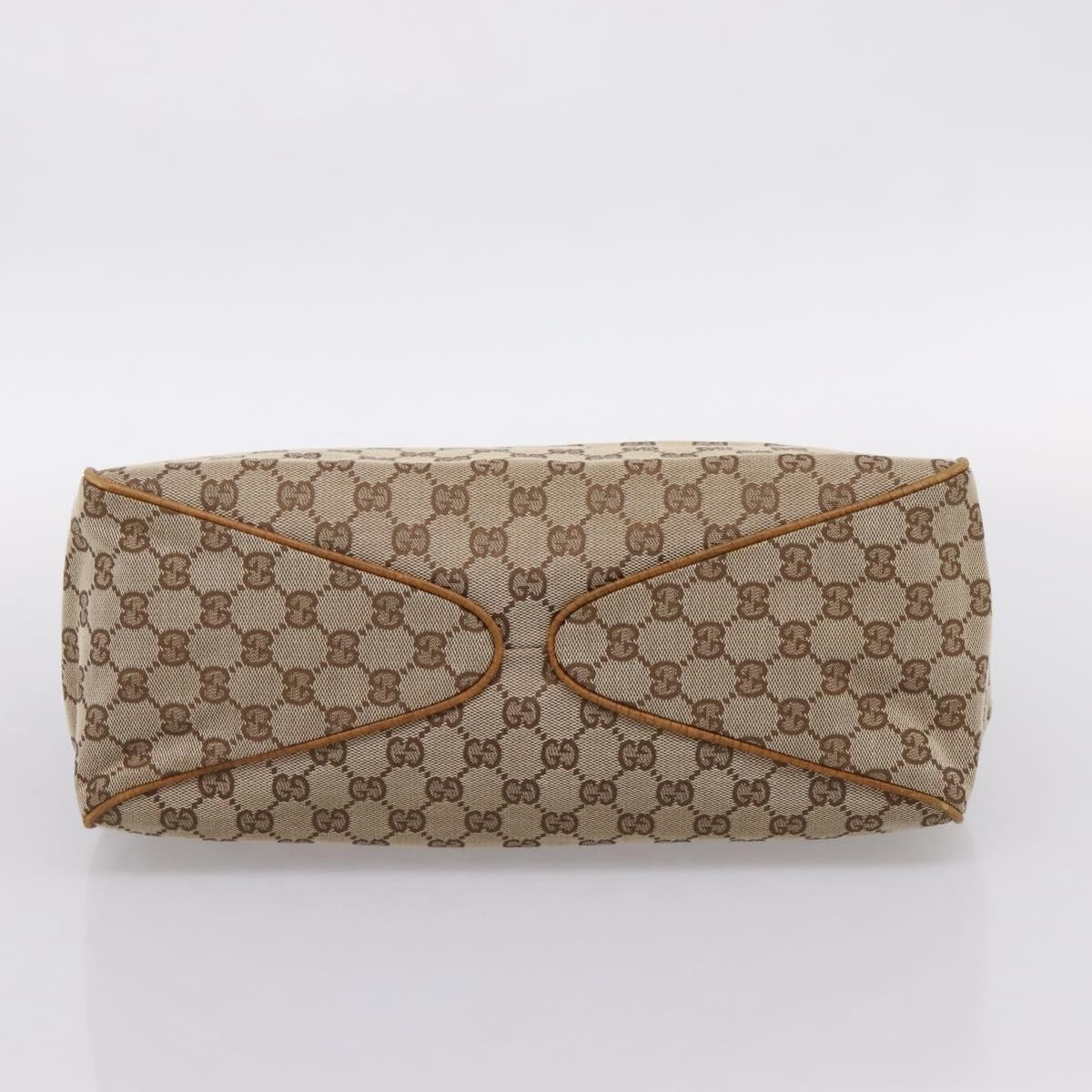 Gucci Vintage Bamboo Handle Gg Canvas Beige Canvas Tote Bag Bag (Pre-Owned)