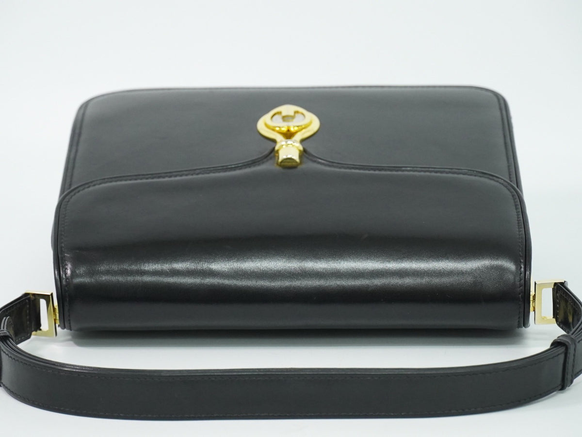 Gucci Shoulder Leather Black Leather Shoulder Bag Bag (Pre-Owned)