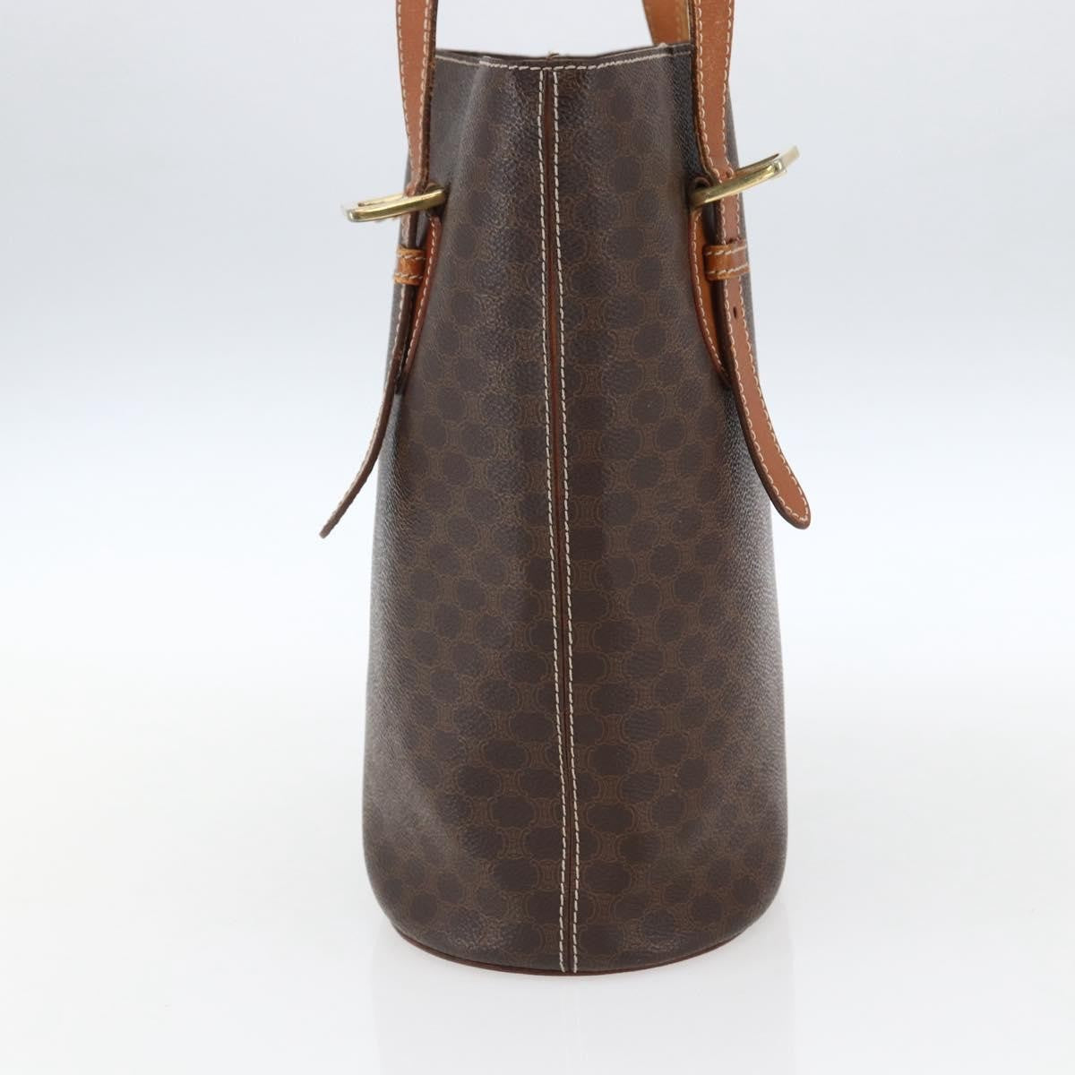 Celine Vintage Macadam Shopper Coated Canvas Brown Canvas Tote Bag Bag (Pre-Owned)