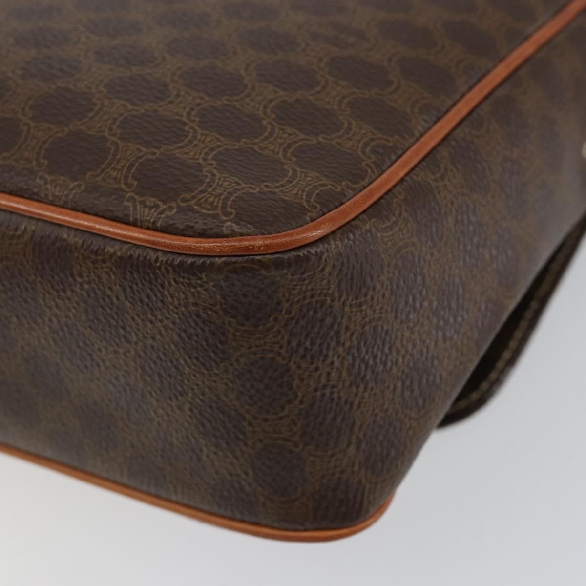 Celine Vintage Macadam Circle Logo Canvas And Leather Brown Canvas Shoulder Bag Bag (Pre-Owned)