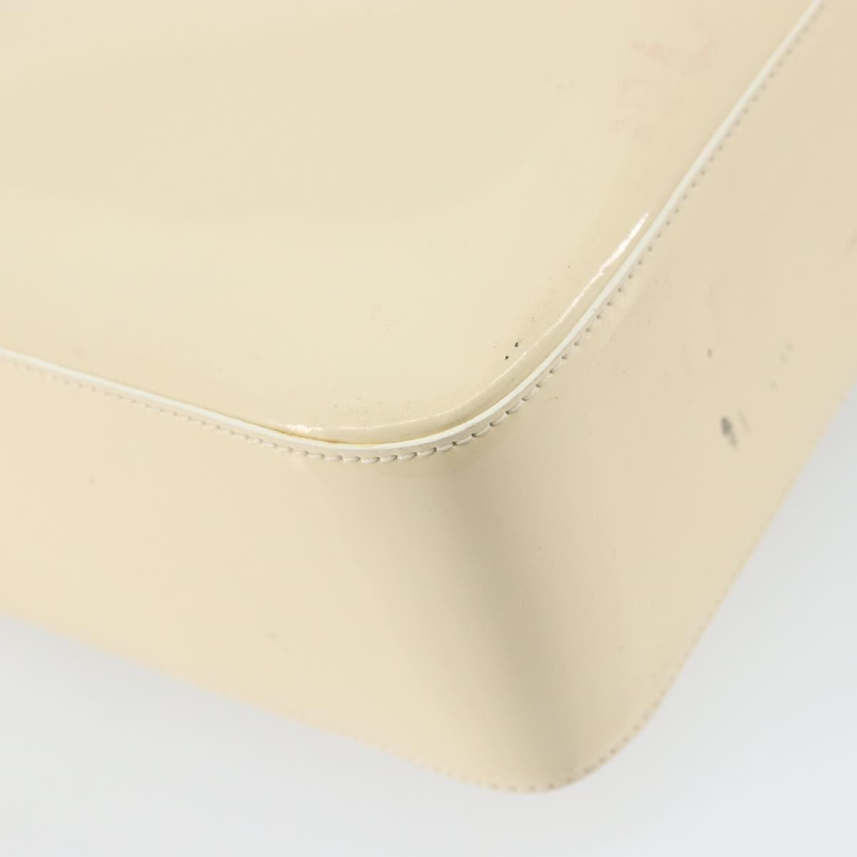 Chanel Vintage Embossed Logo Shoulder Patent Beige Patent_Leather Tote Bag Bag (Pre-Owned)