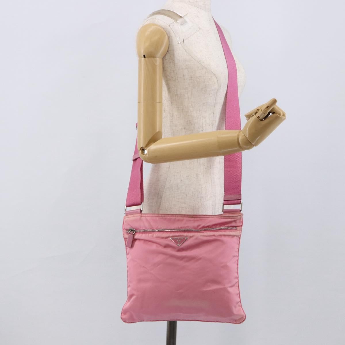 Prada Front Pocket Messenger Tessuto Pink Nylon Shoulder Bag Bag (Pre-Owned)