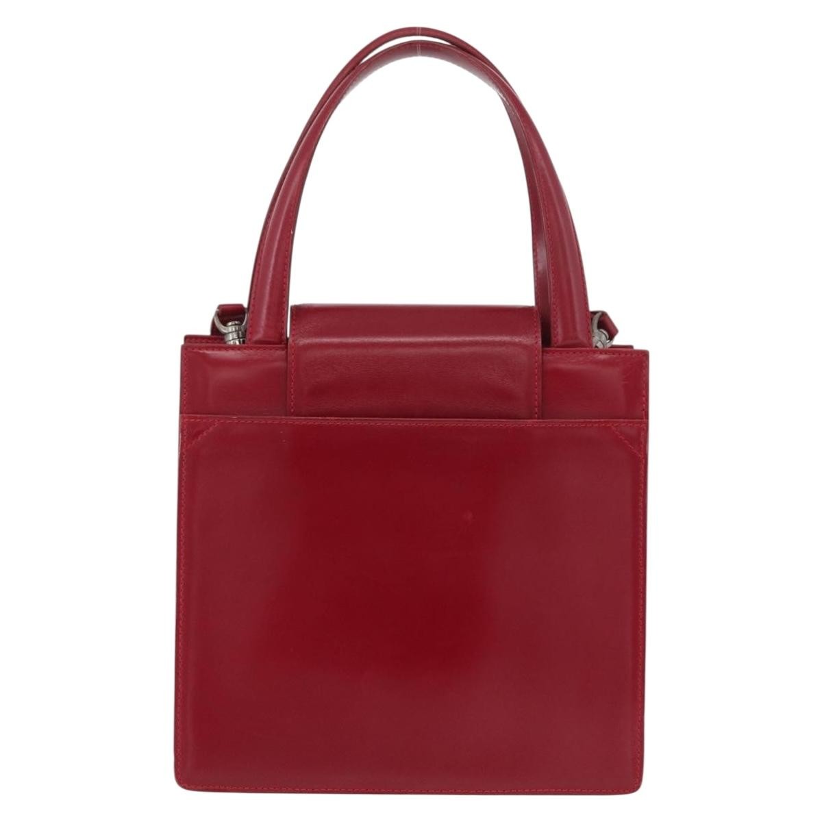 Bvlgari Top Handle Leather Red Leather Handbag (Pre-Owned)