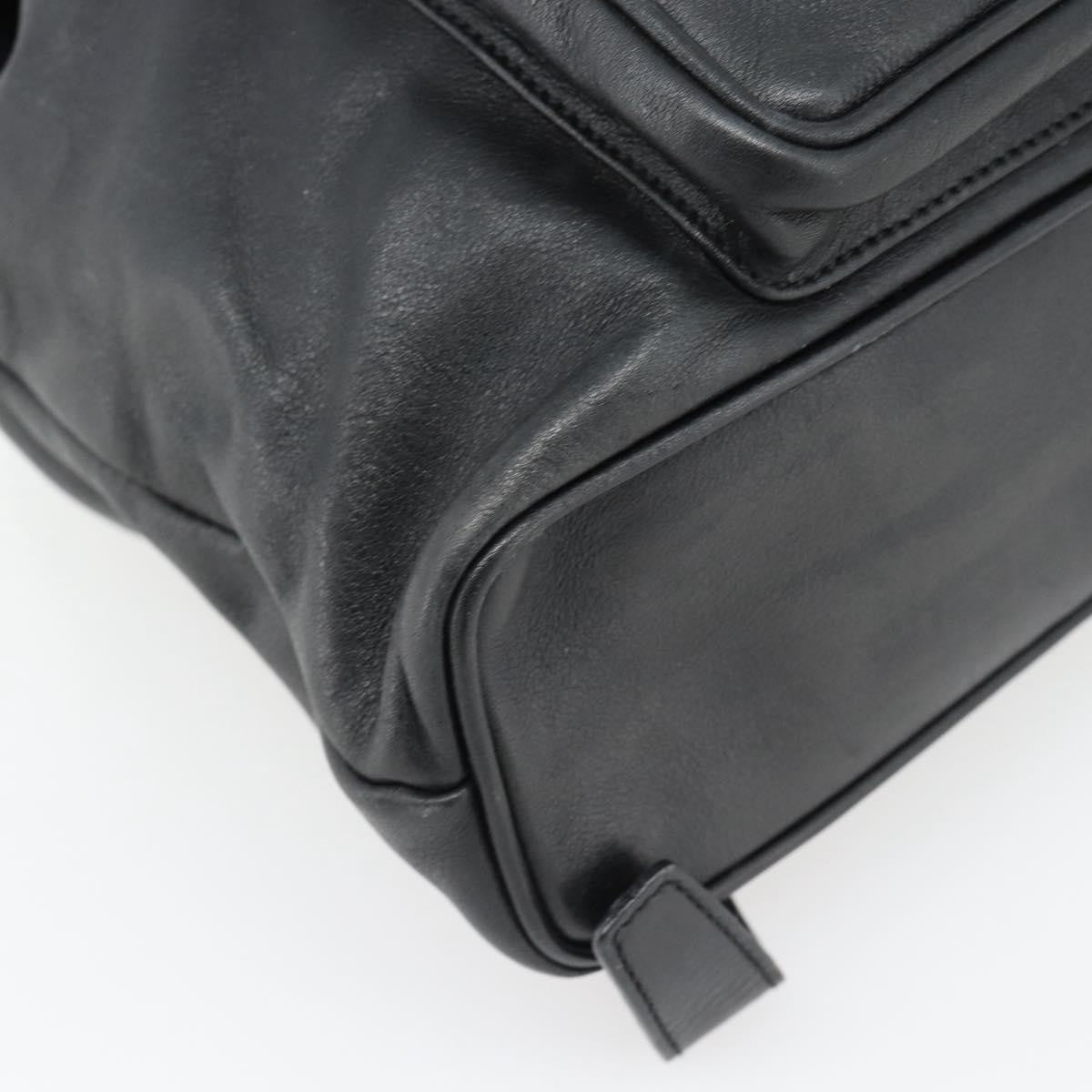 Gucci Vintage Bamboo Leather Black Leather Backpack Bag (Pre-Owned)